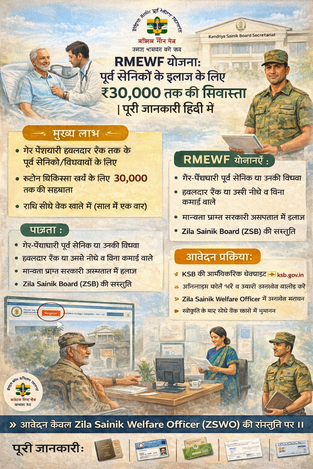 RMEWF योजना: पूर्व सैनिकों के इलाज के लिए ₹30,000 तक की आर्थिक सहायता | पूरी जानकारी हिंदी में
